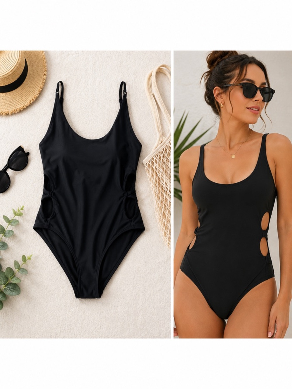 Aerie Black One Piece Swimsuit Cutout Back Size Small